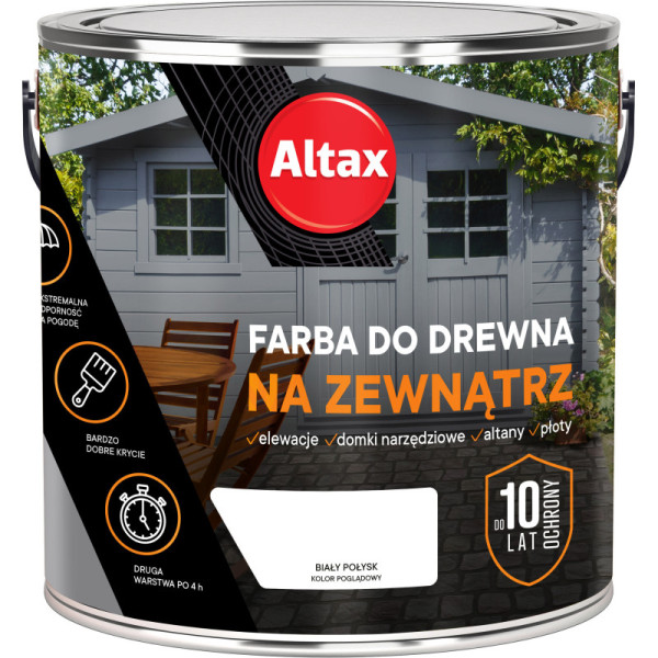 FARBA DO DREWNA NA ZEWNĄTRZ 2.5L BIAŁY POŁYSK