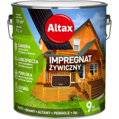 ŻYWICZNY IMPREGNAT DO DREWNA ALTAX  9L BRĄZ