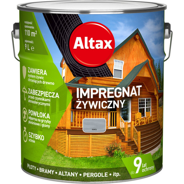 ŻYWICZNY IMPREGNAT DO DREWNA ALTAX  9L SZARY